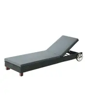 [Gardeon] Outdoor Sun Lounge Wicker Lounger Furniture Day Bed Wheels Patio in Black