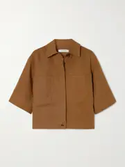 [Max Mara] Max Mara - Rito Cropped Linen Shirt - Brown - UK 8 UK 8 Brown