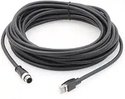 M12 Ethernet Cable D-Code 4 Pin Male to RJ45 Connector High Flex Cat5e Shielded Waterproof Network Cable for Industrial Camera Sensor (15m,Black)
