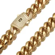 Fashion Stocks mens 18k gold plated stainless steel miami cuban link chain neckl