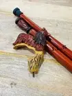 Handmade Dog Handle Wooden Walking Stick Cane 36 Inch 2 Fold Long For Man Gift