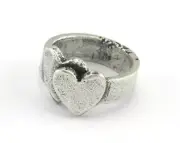 Adjustable Ring Heart Shape Antique Silver Plated brass 6.5US size 3215