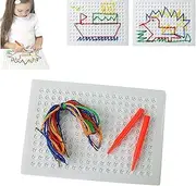 Thread Board for Kids, Sensory Threading Board, Stitch Board for Kids Thread, Yarn Board for Kids, String Art Kit with Colored Ropes, DIY Threading and Weaving Board for Creative Learning (1Set)