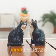Set Black Cat Figurine Salt Pepper Shaker Ceramic Kitchenware Collect Home Decor
