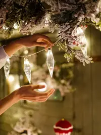 在飛比找松果購物優惠-掬涵玻璃燈球串燈聖誕樹掛件發光吊球裝飾球商場吊飾氛圍燈 (7