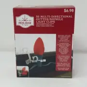Holiday Time Christmas Clips Multi Directional Gutter/ Shingle Light Clips NEW