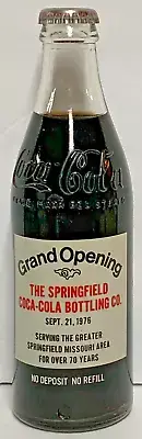 Vintage 1976 Bottle Grand Opening The Springfield Coca-Cola Bottling Co
