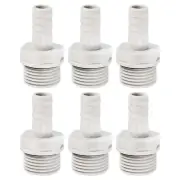 Hose Barb Fitting 11mm Barbed G1/2 Male Thread, 6 Pack Pipe Connector, Grey