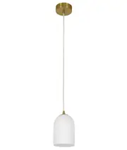 Camilla 1 Light Pendant in Brass with Ribbed Opal Glass