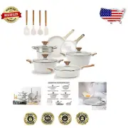 Versatile 15-Pc Aluminum Cookware Set - Non-Stick, Tempered Glass Lid Included