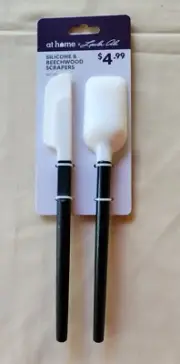 At Home Laila Ali Silicone & Beechwood Scrapers Silicone Spatula Set of 2