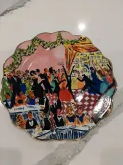 Anthropologie Pauline de Roussy de Sales Pink Dancing Dessert Plate Holiday NIB