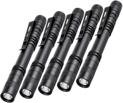 Pen Flashlight,5Pcs Led Pen Light Flashlights with Clip,500 Lumen Mini Pocket Fl