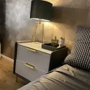 Fin 2 Drawers Bedside Table Nightstand Golden Legs Sofa Side Table Bedroom Furniture
