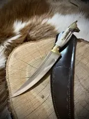 Handmade Double Blade Camping Knife (Deer Antler)-brt576