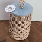 Wicker Storage Basket With Blue Lid 5"x 7"