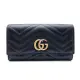 【GUCCI 古馳】GG Marmont絎縫紋牛皮金屬雙G logo長夾(443436-黑)