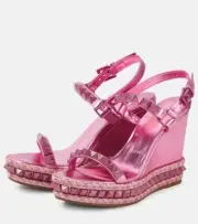 Christian Louboutin PYRACLOU 110 Spiked Platform Wedge Heel Sandals Shoes $995