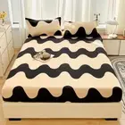 Wave Patterns Print Bed Decor Fitted Sheet Set Single/Double/Queen/King Size