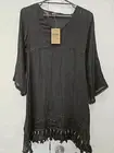 Ishka XS Sheer Boho Tassel Dress