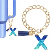 Letter Charm for Stanley Tumbler Cup Initial x Charm Accessories Keychain Blue