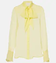 [Nina Ricci] Nina Ricci Sheer tie-neck silk chiffon blouse AU 18 yellow