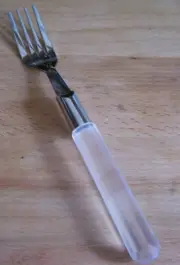 1 Lucite Salad Fork Stainless Clear White Handle New