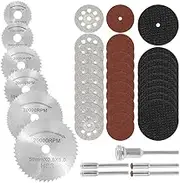 Cutting Wheel Set for Rotary Tool, 41Pcs HSS Circular Saw Blades Diamond Wood Glass Plastic Metal Stone Cutting Drill Wheels Kit with Mandrels for Dremel