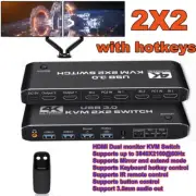 Dual Monitor KVM Switch 2 Monitors KVM Switch With 4 USB Port Wired Controller
