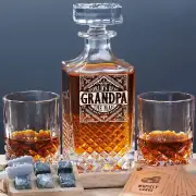 PONPUR Gifts for Grandpa Papa Whiskey Decanter Set for Grandfather Unique Gra...