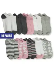 Charlee Rae Girls' 10-Pack Low-Cut Socks - white/multi, 9 - 11 / 7 - 14 years
