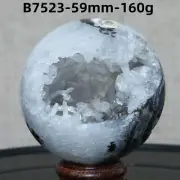 B7523-59mm-160g Natural agate spherulite geode ball quartz crystal Reiki healing