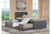 Istyle Selina King Single Trundle Storage Bed Frame Fabric Grey