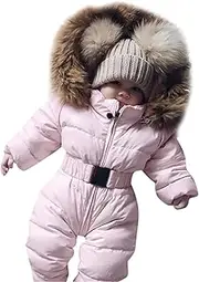 [Generic] Girls Snow Bib 5 6 Girls Jumpsuit Infant Outerwear Hooded Jacket Snowsuit Coat Baby Romper Warm Girls Coat&Jacket Big Kid Snow Jacket Pink