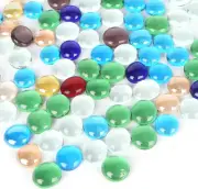 1LB Multicolored Flat Glass Marbles, Mixed Mancala Stones Pebbles Flat Beads Mos