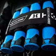 HK Army Maxlock Lock Lid Cobalt Blue Push Button 185 round Paintball - 6 Pods