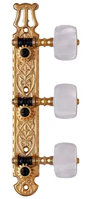 Gotoh 40G2000 Classical Guitar Tuning Machines on Decorative Plate in Gold Finish (3+3)