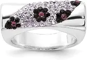 [JewelryWeb] 925 Sterling Silver Polished Stellux Crystal Purple Animal Print Ring 7.75mm Wide Band Style-Ring for Women