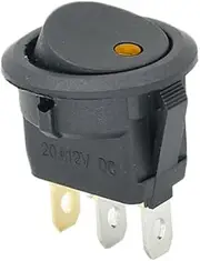 SKXMOD 100Pcs 3 pins ON-Off SPST Rocker Switch 12V/220V led Rocker Switch Led Dot Light LED Illuminated Car Dashboard Dash Toggle(Yellow,220V)