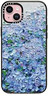 [CASETiFY] Impact iPhone 15 Plus Case [4X Military Grade Drop Tested / 8.2ft Drop Protection/Compatible with Magsafe] - Paint Print - Nantucket Blue Hydrangeas - Clear Black