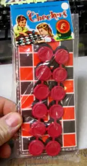 vintage 1960 kids dime store toy, Checkers game, board and pieces, ages 6 and up