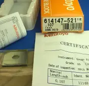 MITUTOYO 614147-521 Square Gage Block 0.107" ASME 00 w/Cert.Machinist