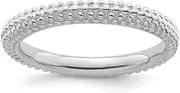 [Stackable Expressions] 2.5mm 925 Sterling Silver Polished Patterned Stackable Rhodium Plated Domed Ring Size 10-Stackable-Ring for Women