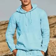 Men's Cotton Linen Shirt White Cotton Shirt Summer Shirt Beach Shirt Plain Casual Daily Black White Blue Long Sleeve Hooded Spring Summer Clothing Apparel Fro