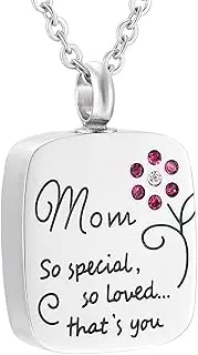 BIAIHQIE Family Mom Love Carve Pendant Hold Ashes Memorial Cremation Urn Keepsake Urns Pendant Funeral Casket Ash Jewelry