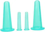 Green Massage Cupping, 4Pcs Silicone Mini Facial Cups Face Massager Helper Skin Care Neck Back Eyes Massaging Cup, Manual Back Massagers, Silicone Cupping Set