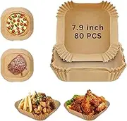 Air Fryer Liners Pack of 80 Paper Liners, Non-Sticky Air Fryer Disposable Paper Liners, Non-Stick, Oil-Proof, Food Grade Paper Liner for Baking Roasting Microwave