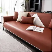 PU Faux Leather Waterproof Couch Sofa Cover, Vintage Sectional Couch Cover for Loveseat, L Shaped Sofa, Furniture Protector for Dogs Cats(Brown,70x180cm/27.5x70.9in)