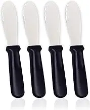 LH- 4 PIECES Wide Blade Stainless Steel Spreader Knife | Spreading Knives with Black Plastic Handle | Sandwich Condiment Spreader | Bread Knives Set of 4 | Soft Cheese Spreading Machine