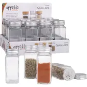 Appetito Glass Square Spice Jar with Metal Lid - Set of 6